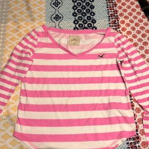 A pink and white long sleeve shirt